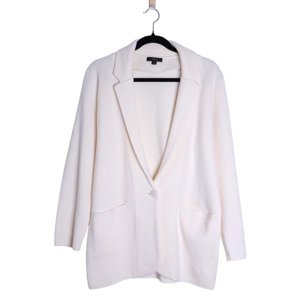 J.CREW Cecile Relaxed Sweater Blazer Ivory One Button Long Sleeve Women's S